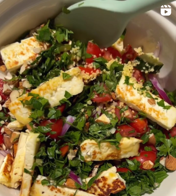 Mediterranean Pasta Salad With Golden Halloumi from Wholesome by Sarah